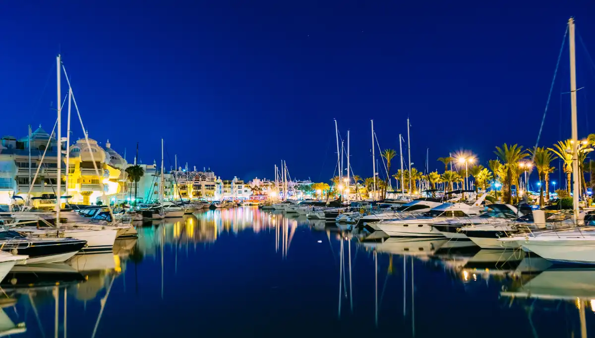 Sunset at Puerto Banus Marina in Marbella