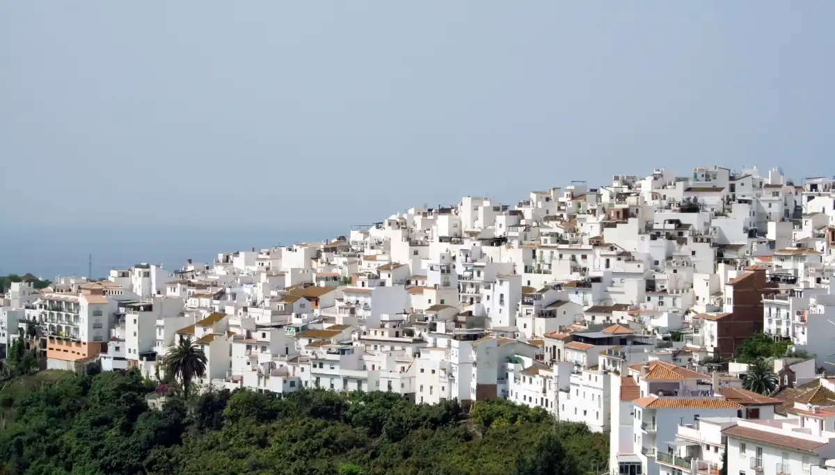 The white village of Torrox on its hillside above the Costa del Sol