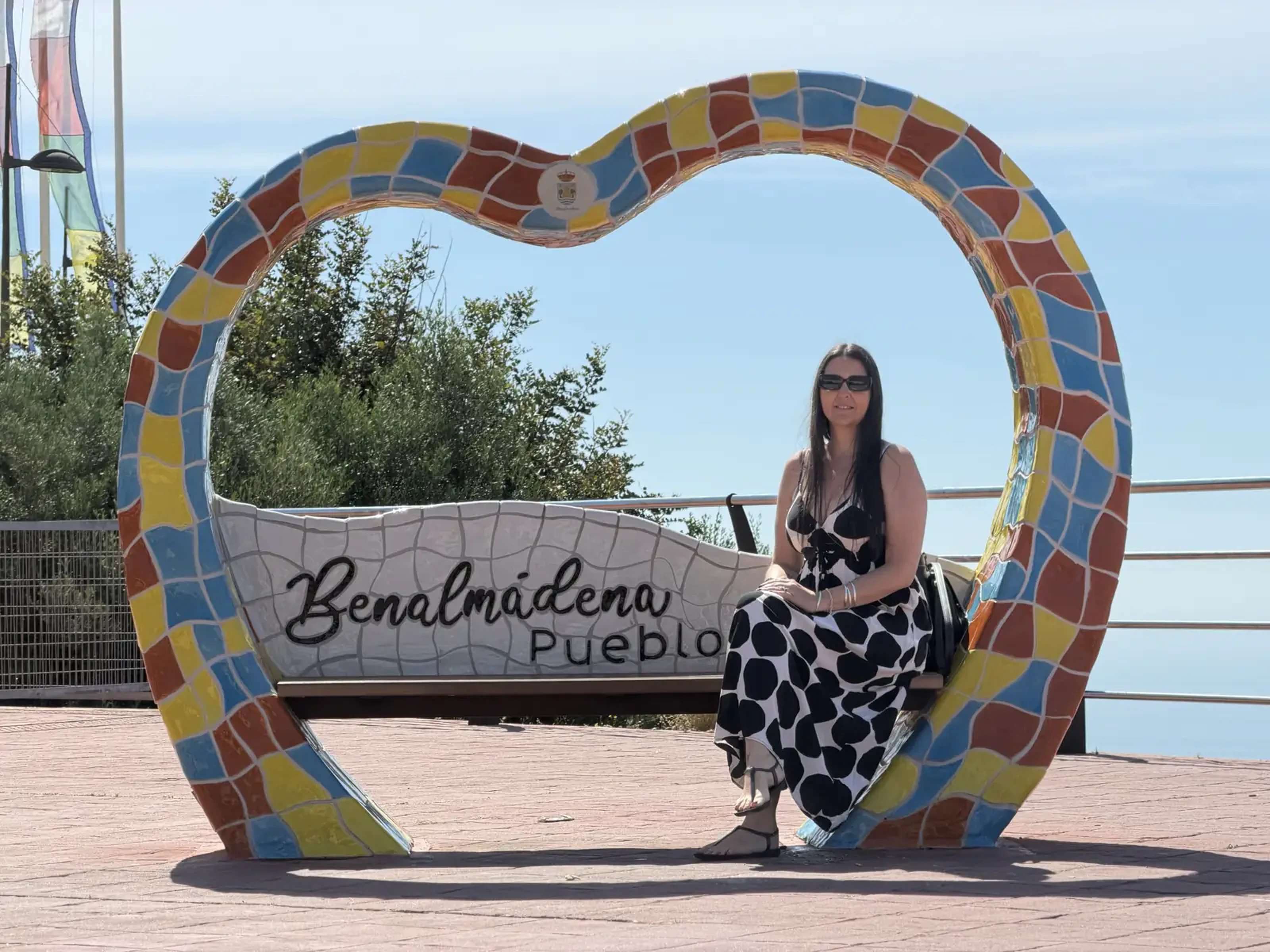 Bench beside the stupa in Benalmadena Pueblo