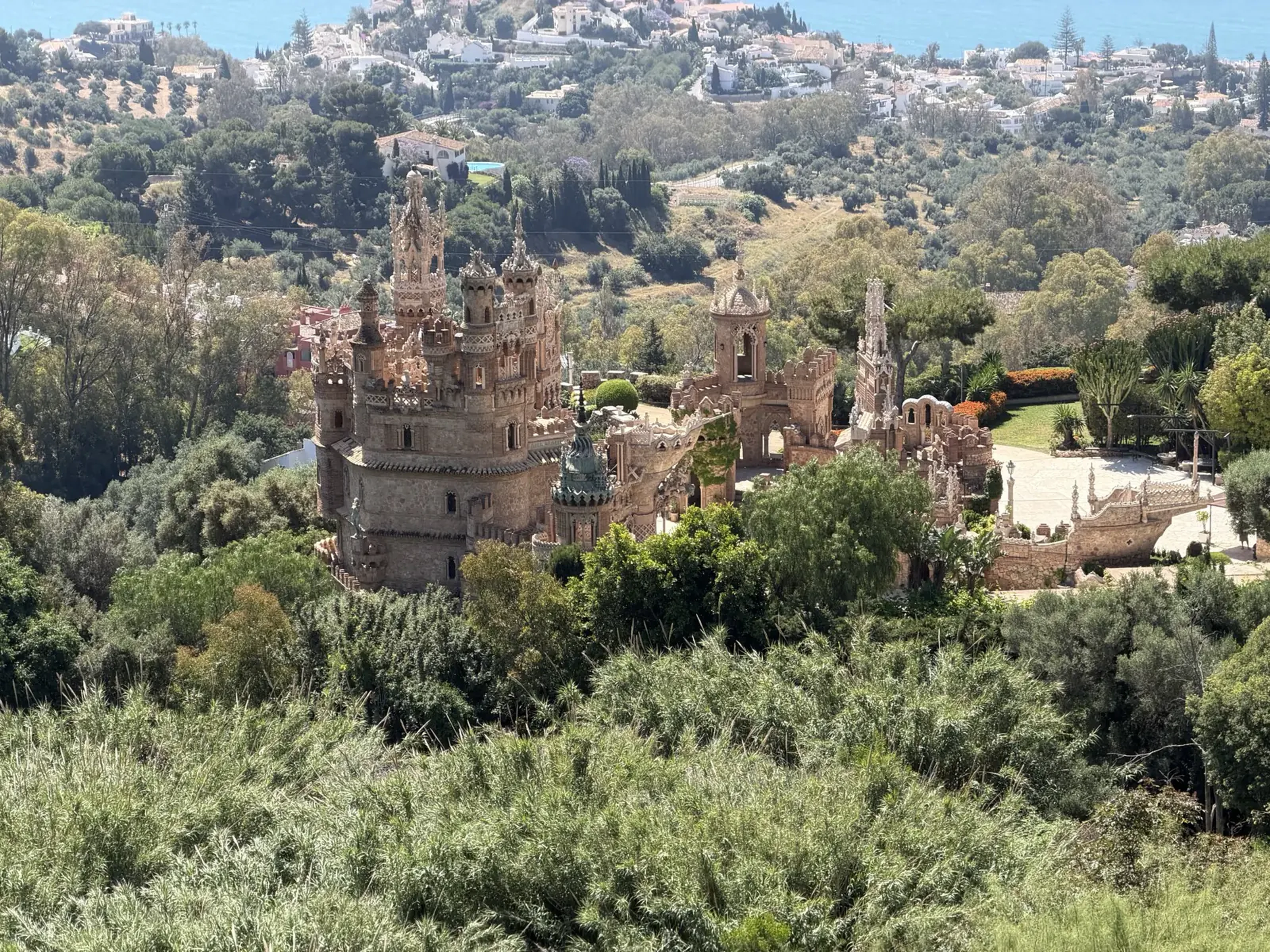 Colomares Castle seen from the Muro gardens below, Benalmadena