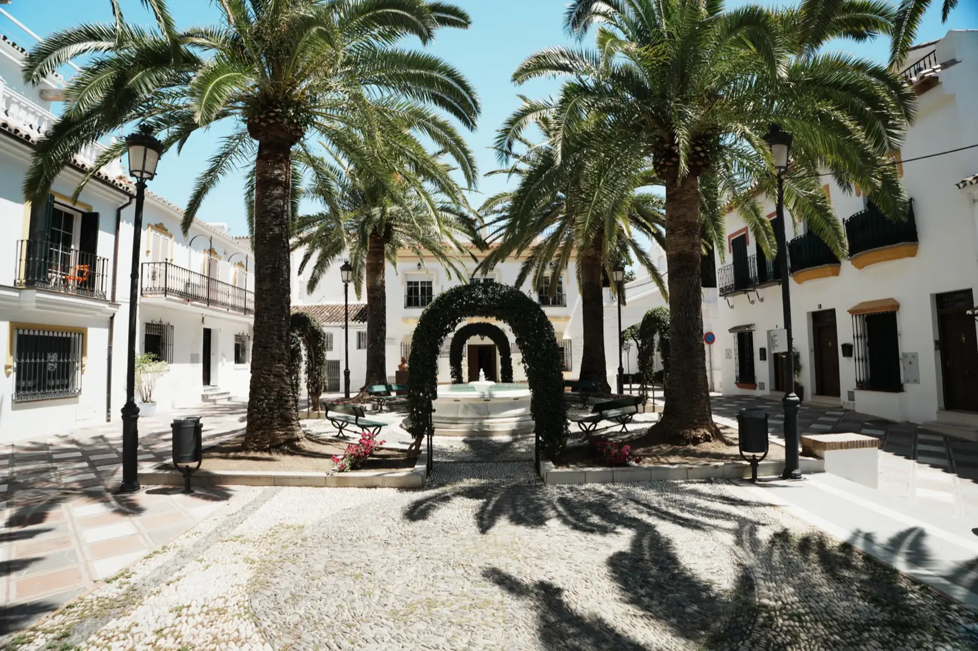 Wide view of Plaza Andalucía in Benalmadena Pueblo