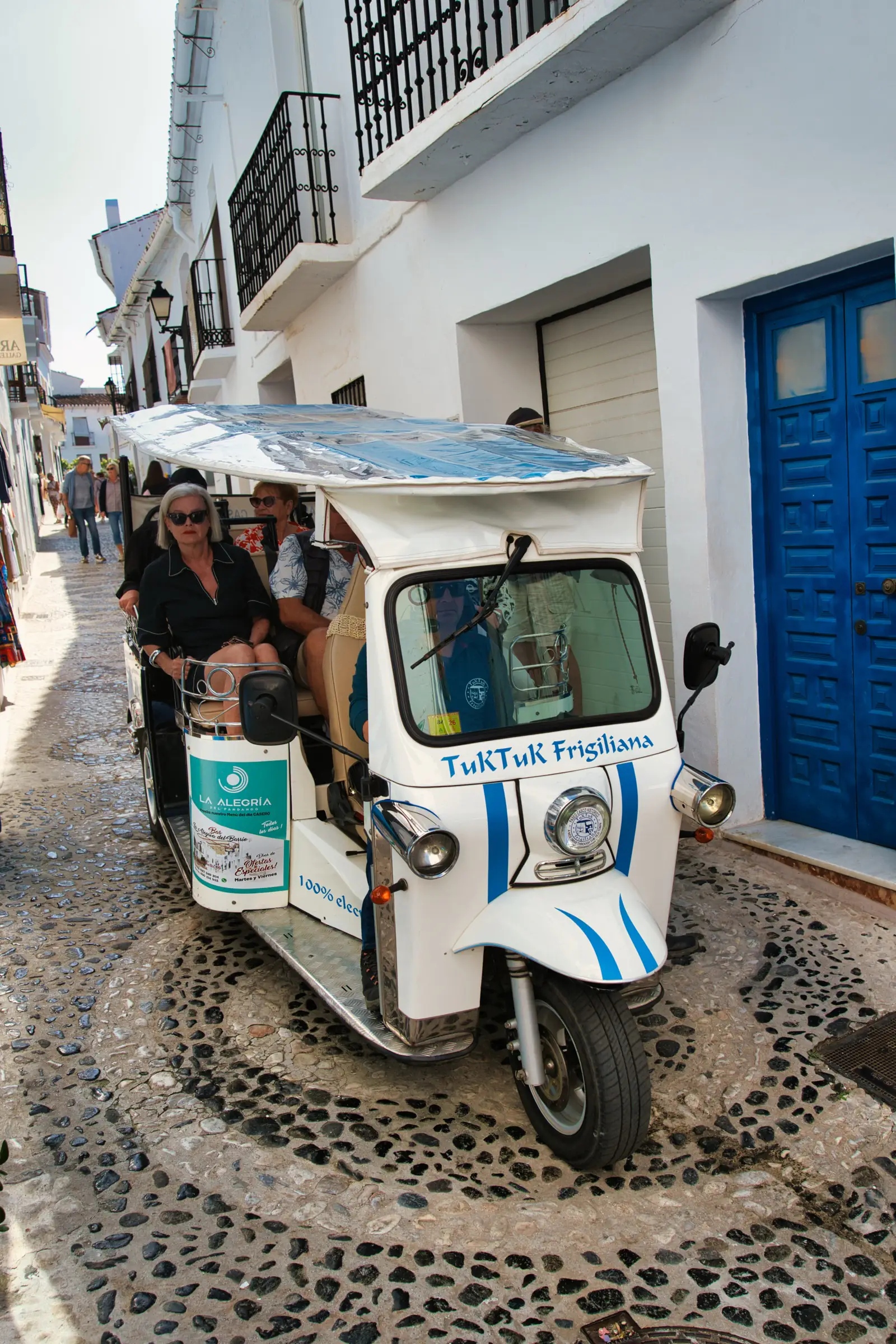 Frigiliana tuk-tuk driving through old town