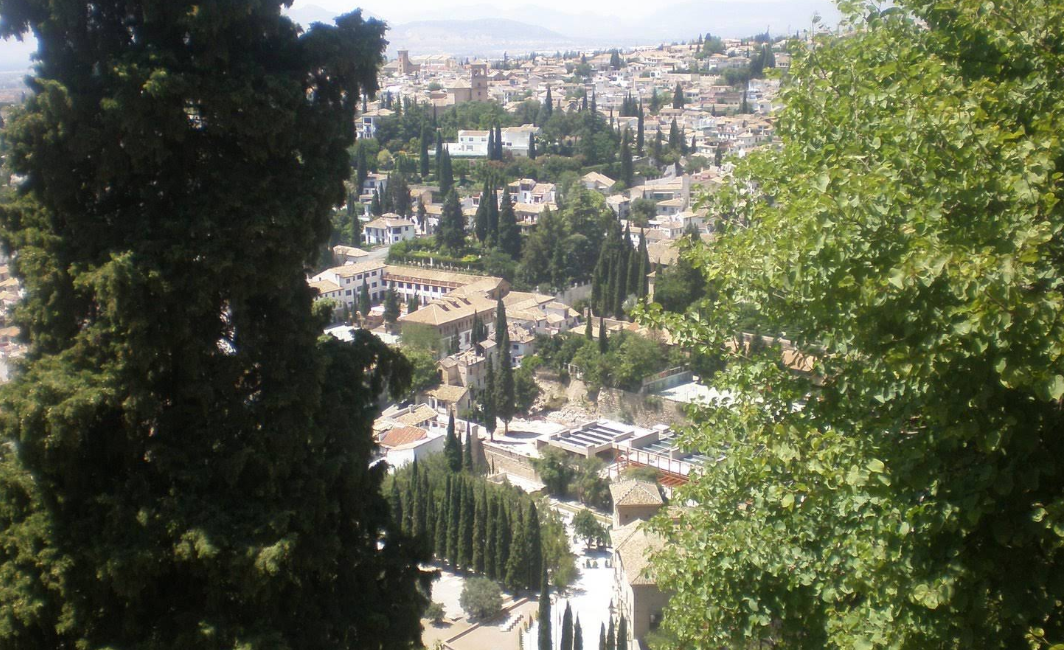 Granada city centre with the cathedral and Gran Via