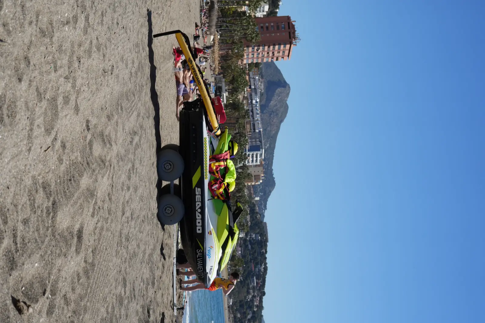 Jet ski on Malagueta beach in summer