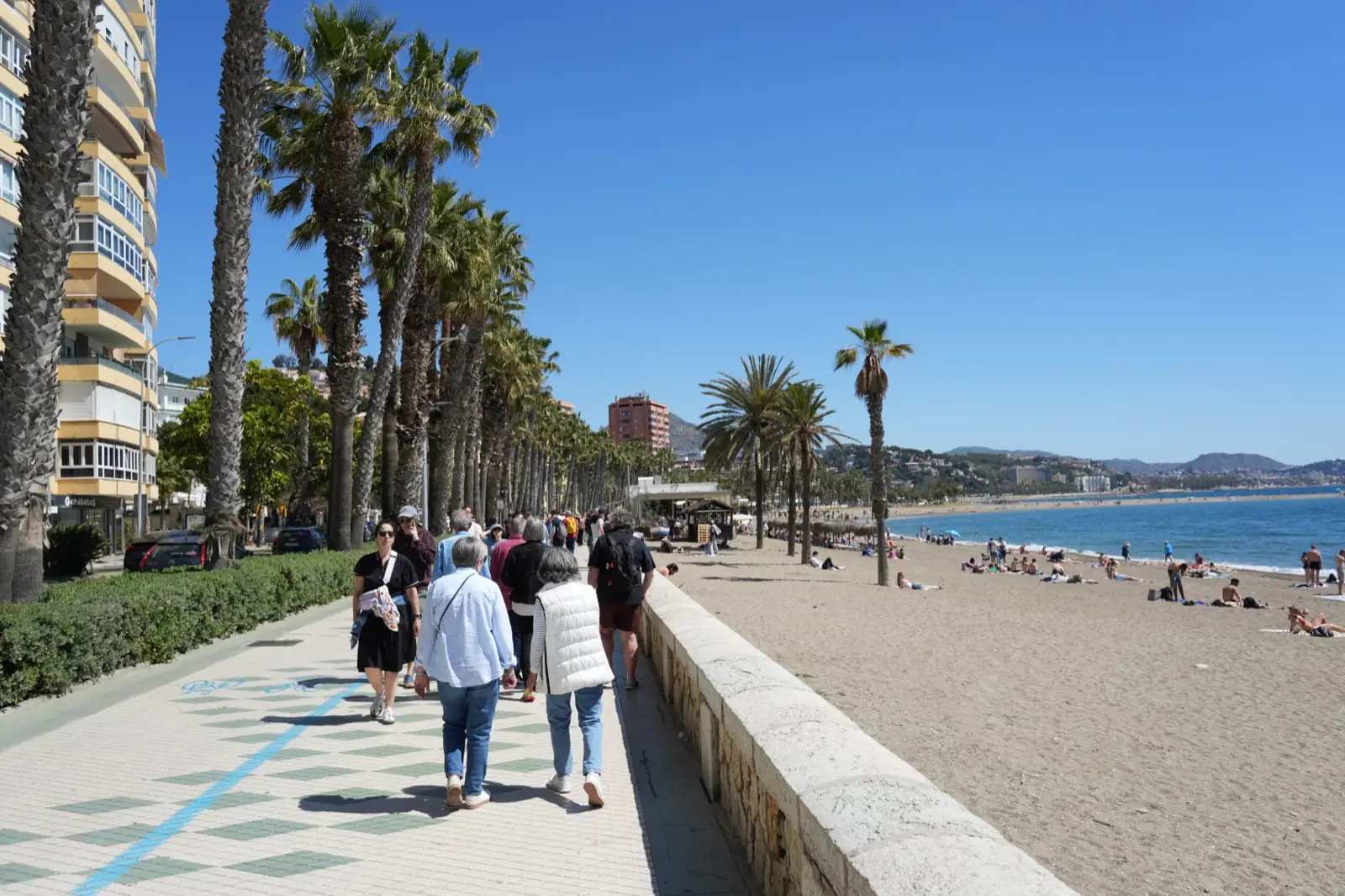 Malagueta beach promenade on a summer evening