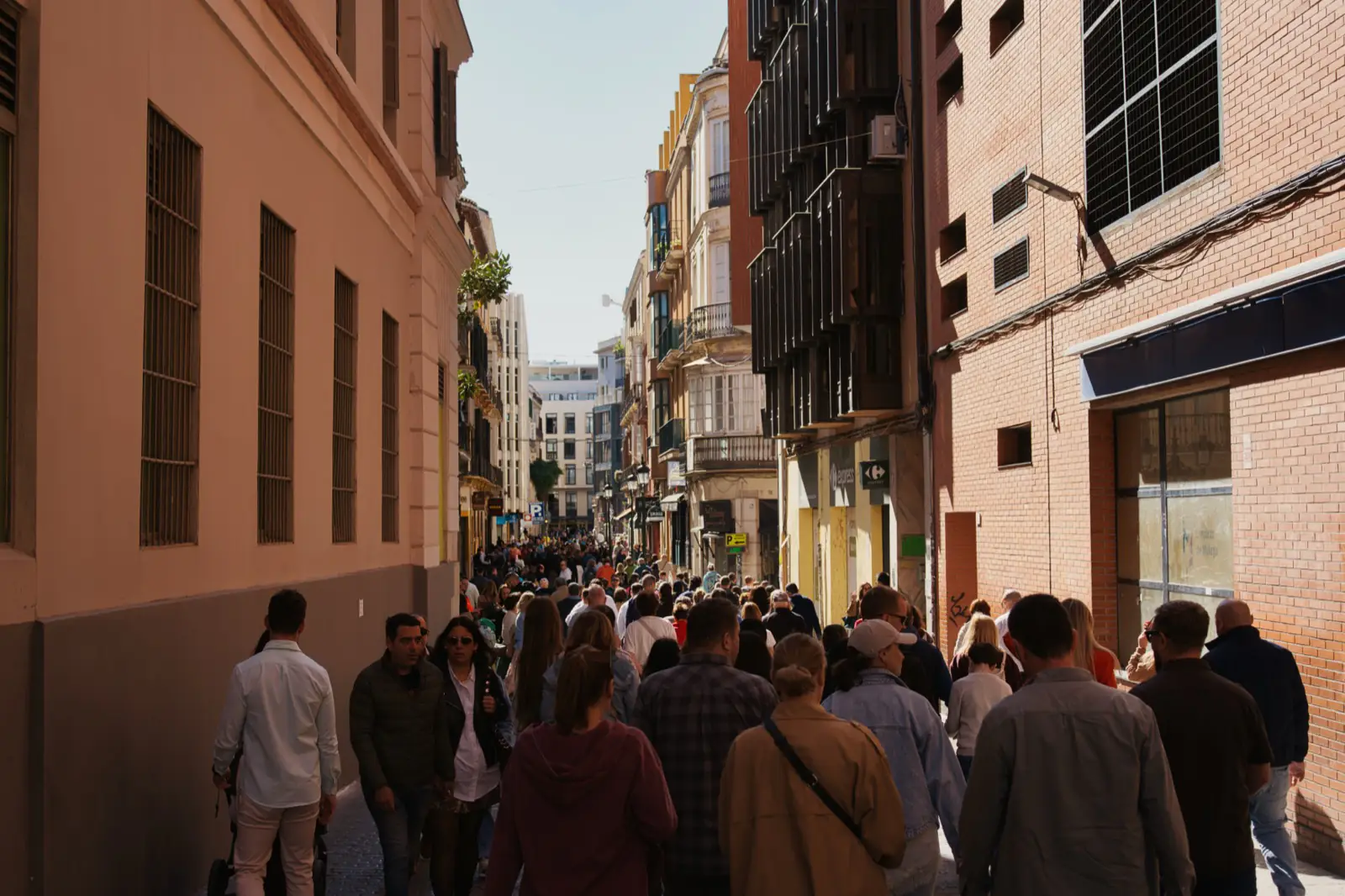 Busy street during Semana Santa in Malaga.