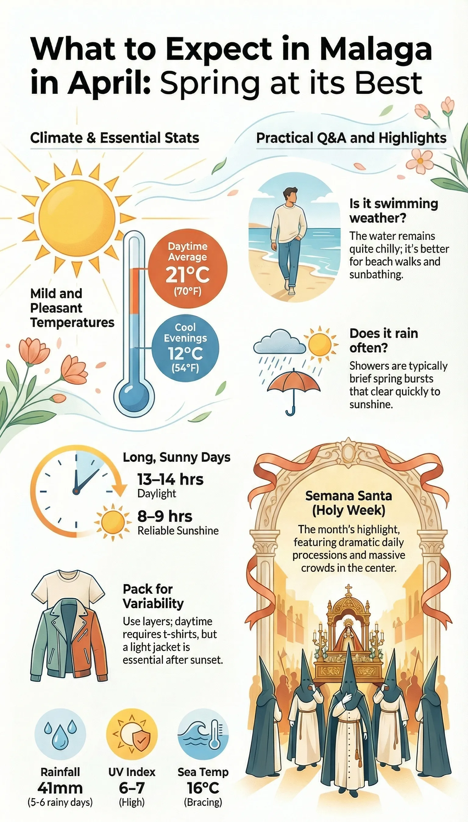 April weather in Malaga infographic