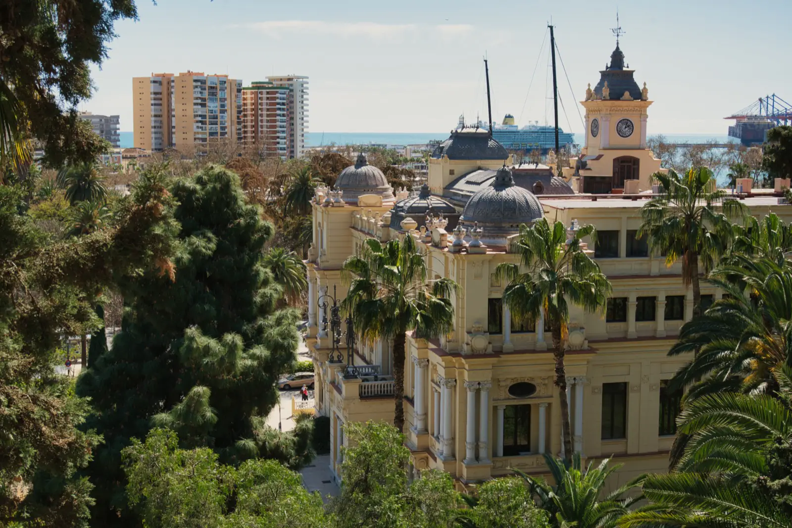 View over the rooftops toward the Museo de Malaga