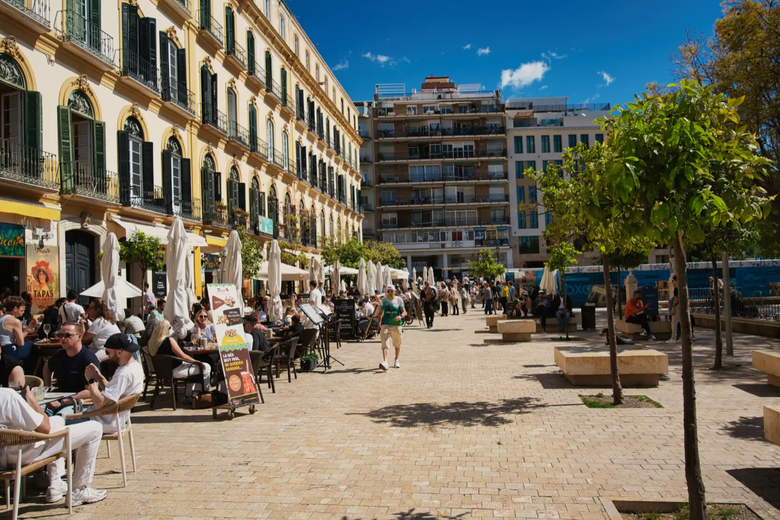 Restaurants in Malaga's Plaza de la Merced.