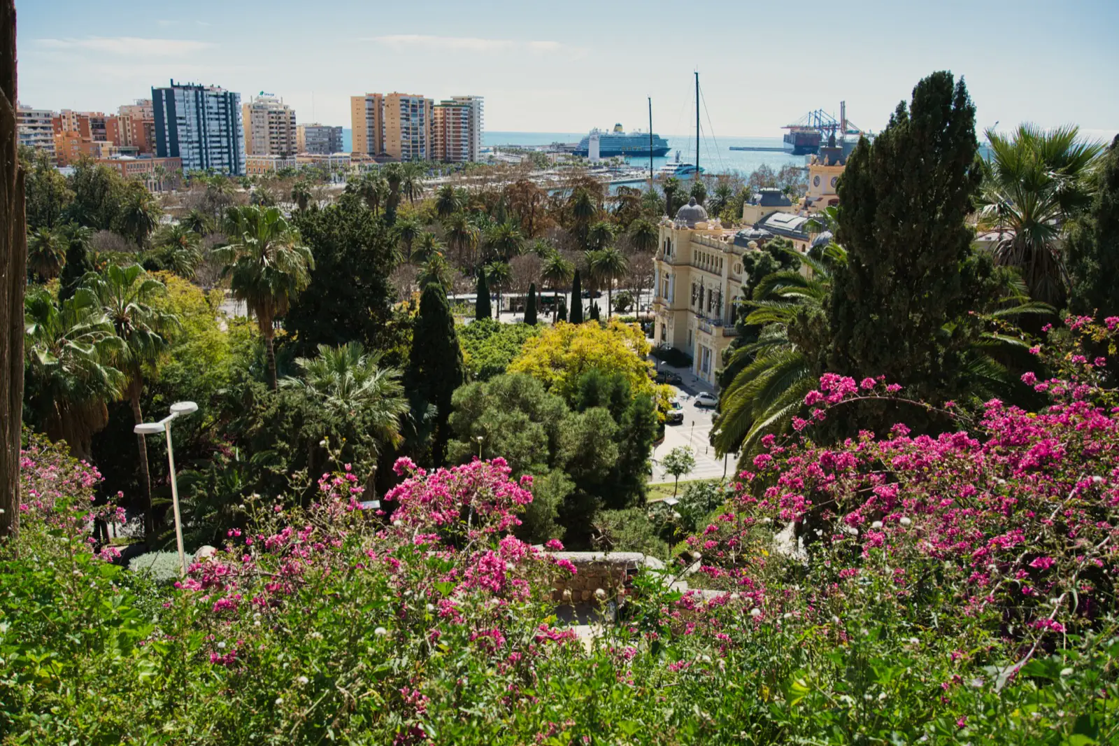 View of Malaga port from the Alcazaba.