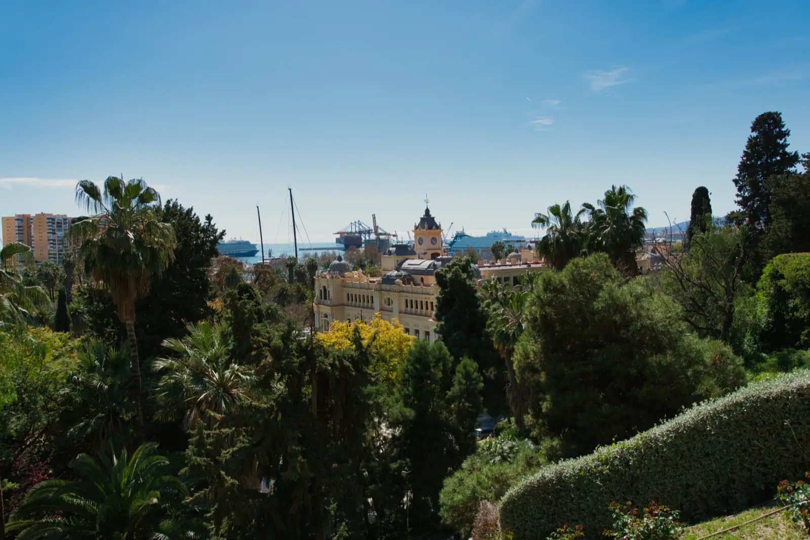 Malaga harbour view from the city