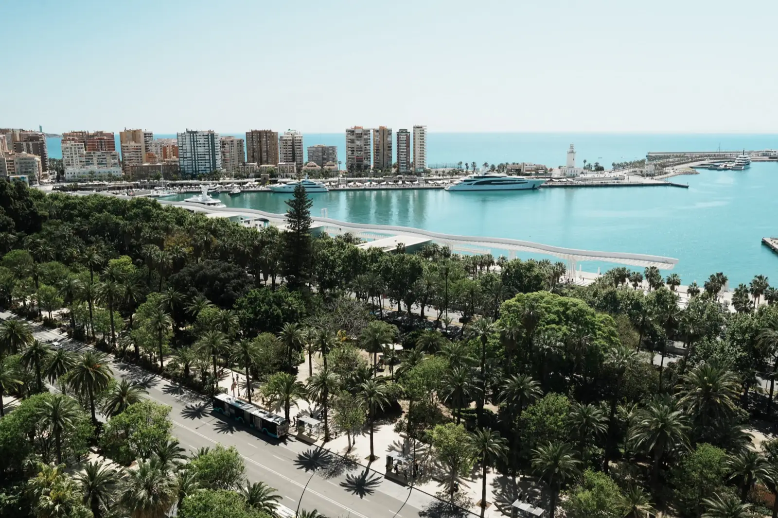 View of Malaga port from the AC Marriott Hotel.