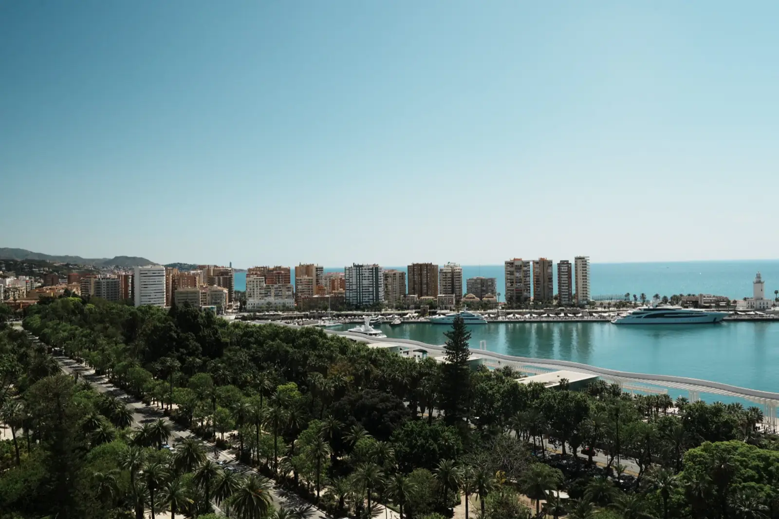 View of Málaga harbour from the hilltop viewpoint