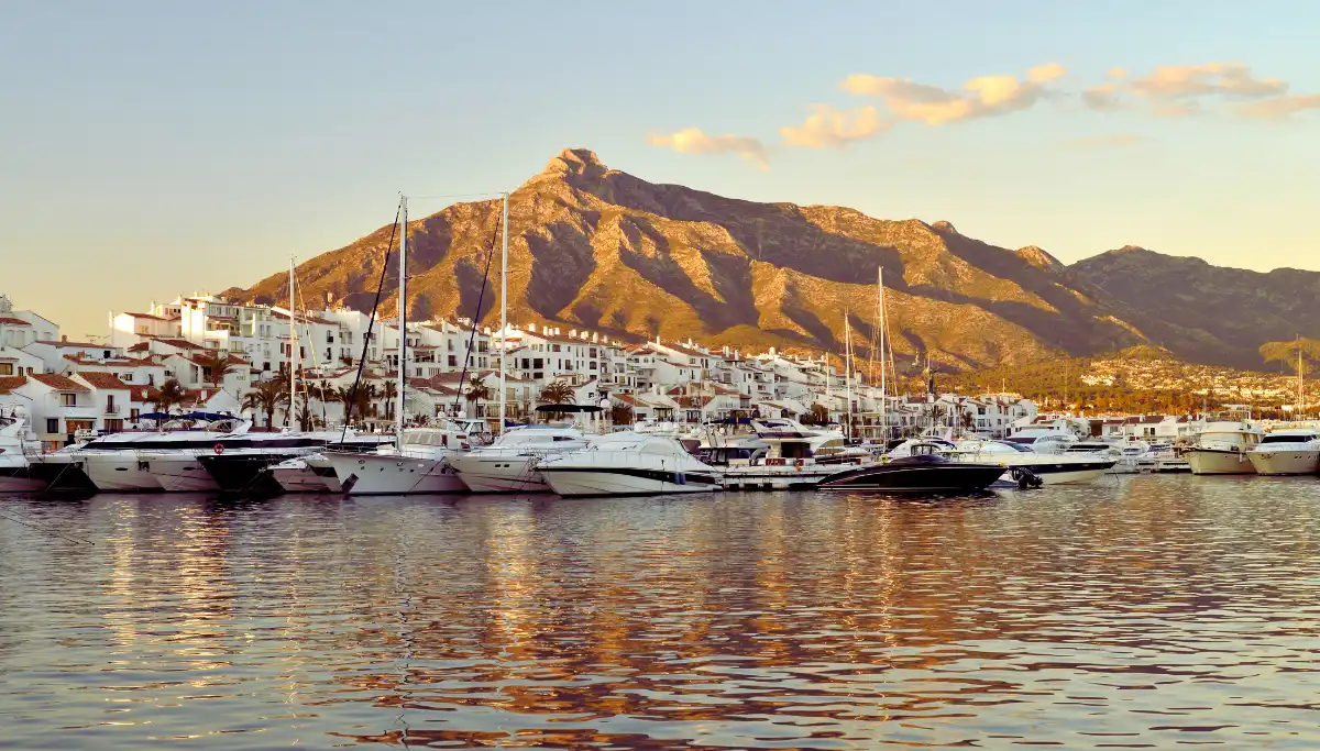 Boats moored in Puerto Banus marina in Marbella