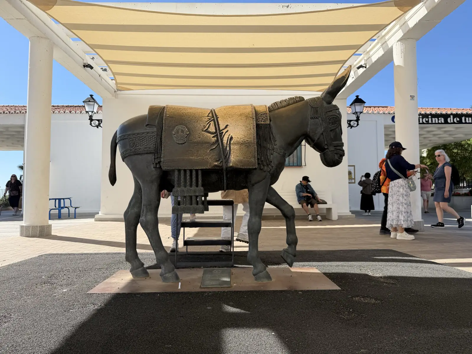 The donkey statue marking the entrance to the main car park in Mijas Pueblo