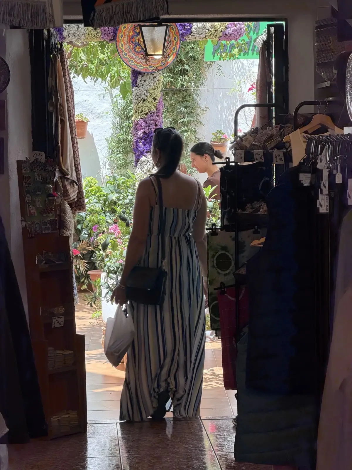 The Cotton Paradise garden inside a shop in Mijas Pueblo