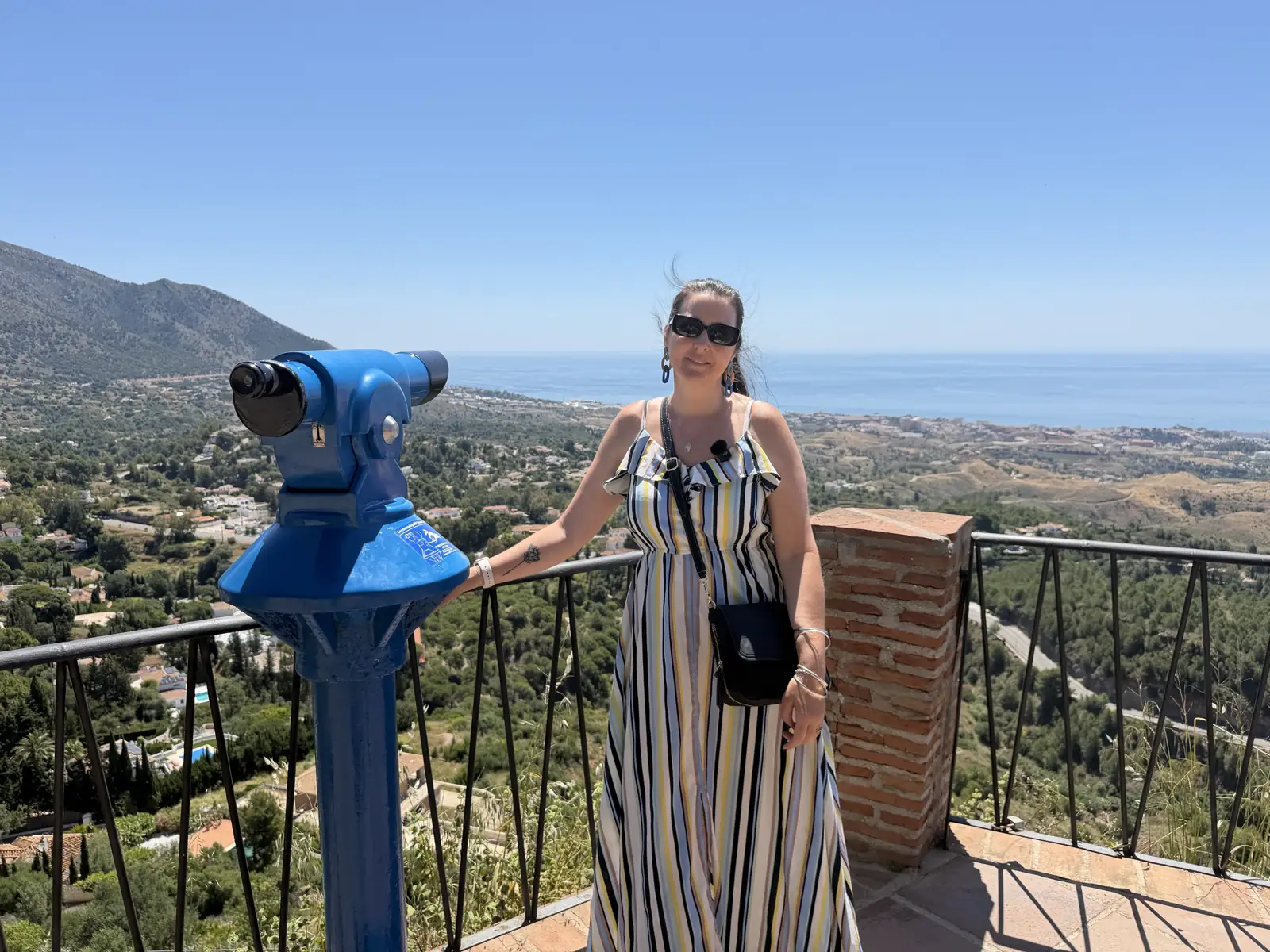 Selfie at the Paseo de la Muralla with the Costa del Sol coastline in the background