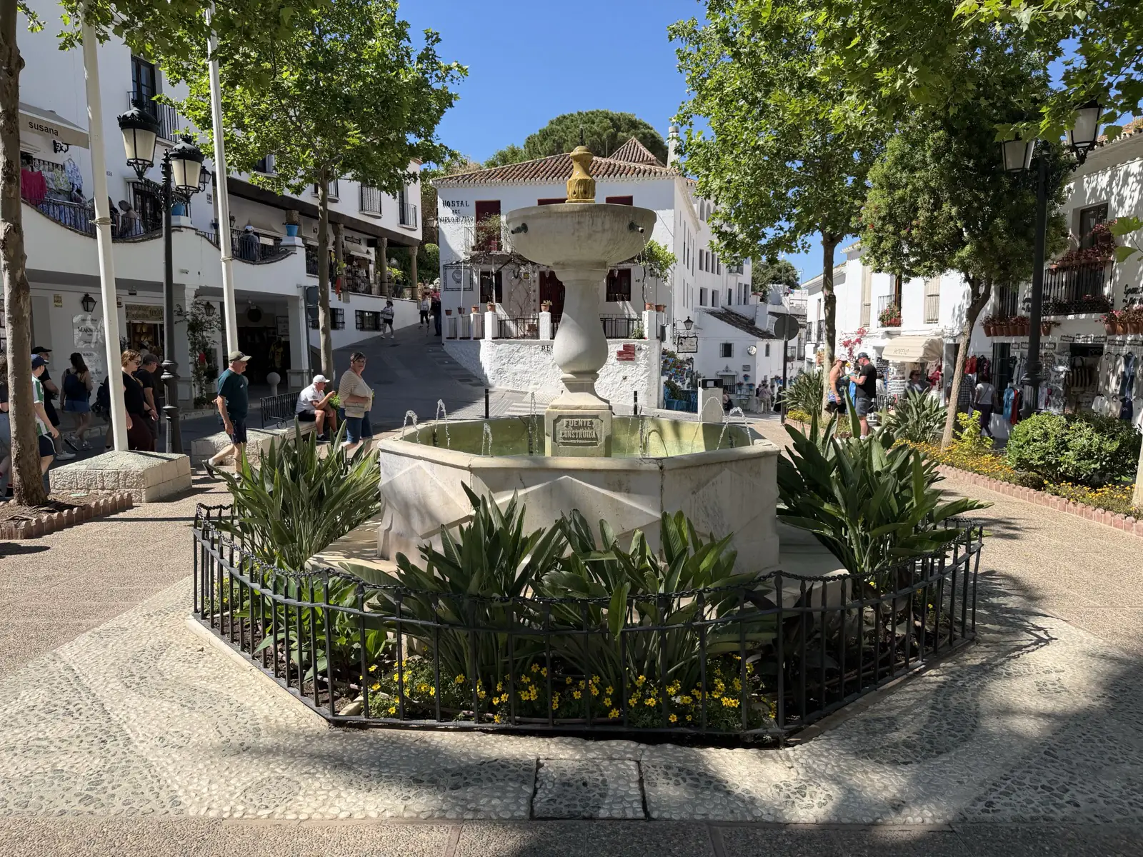 The main square Plaza de la Constitución in Mijas Pueblo seen from above