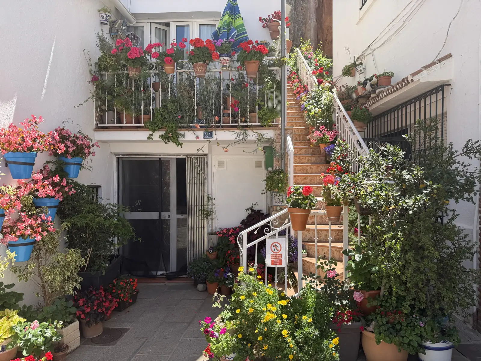 Pretty flower-lined stairs in Mijas Pueblo