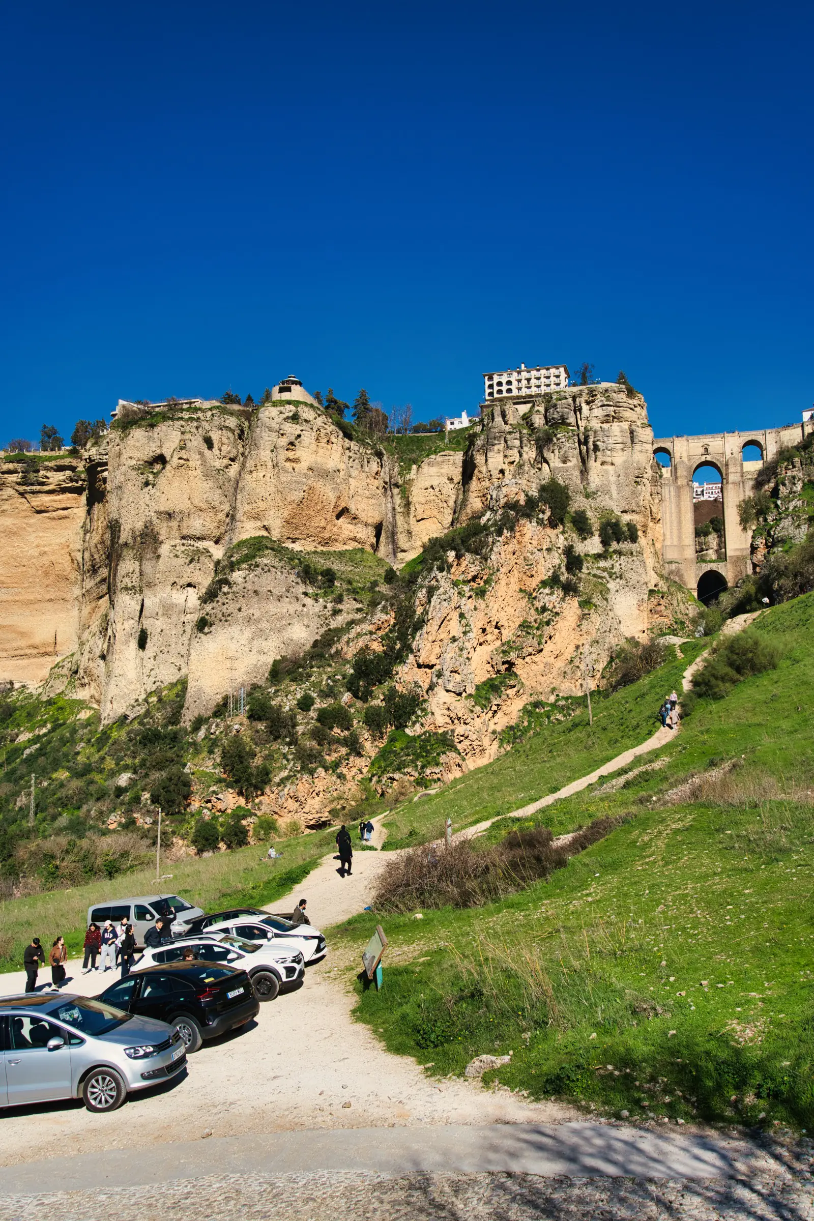 View from below the bridge in El Tajo gorge.