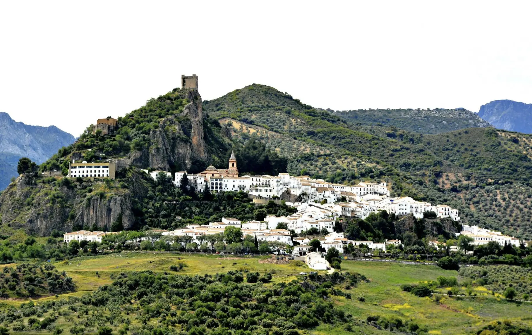 A village on a mountain.