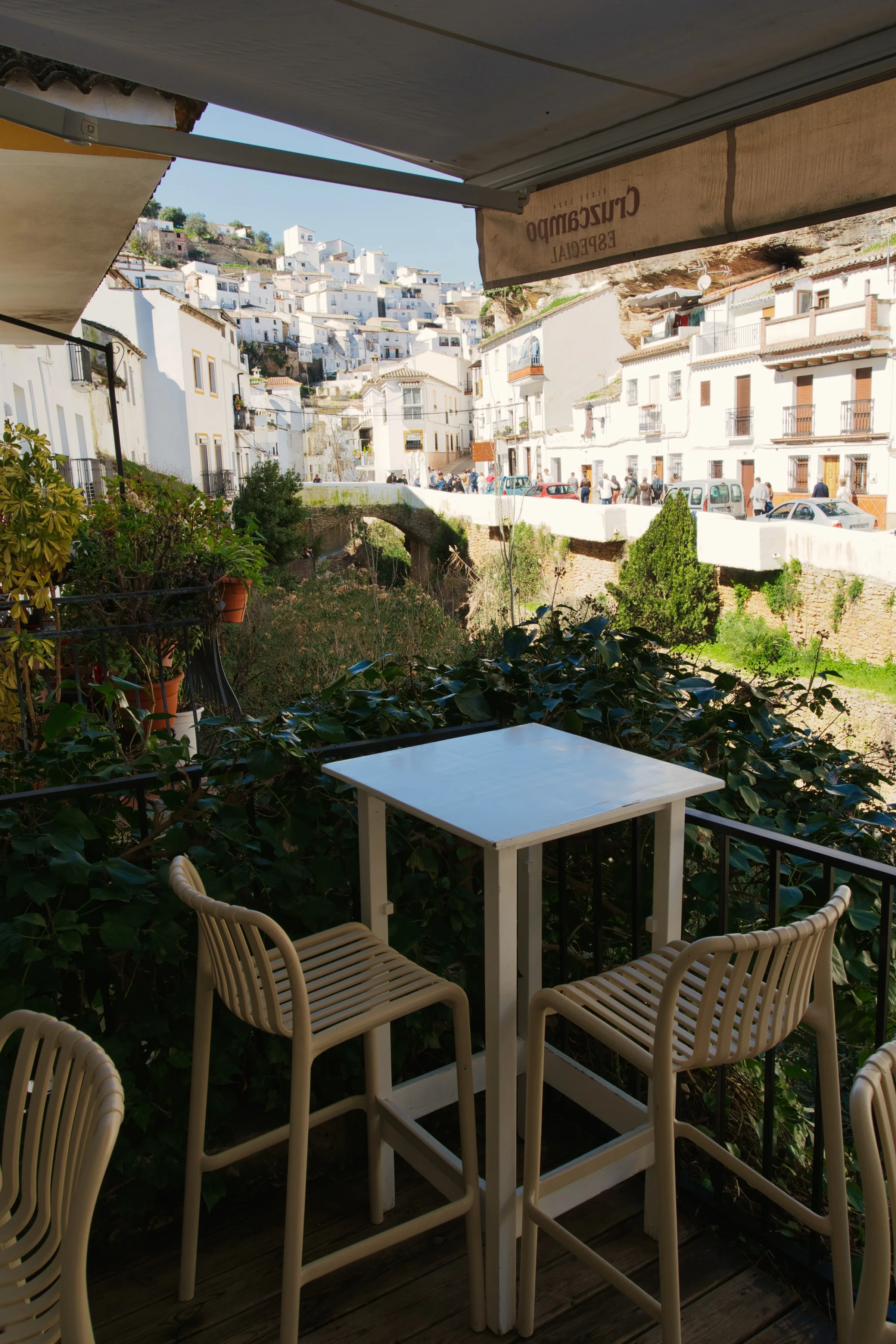 Restaurant terrace with cave rock ceiling in Setenil