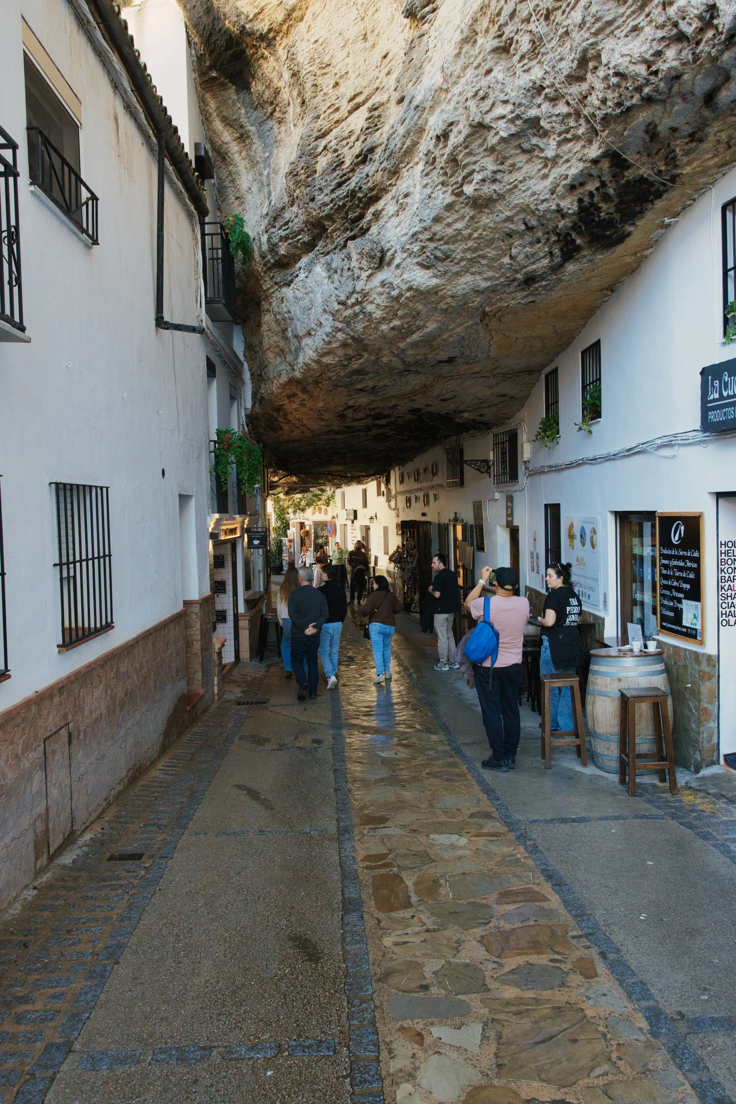 Cave street with bars and restaurants