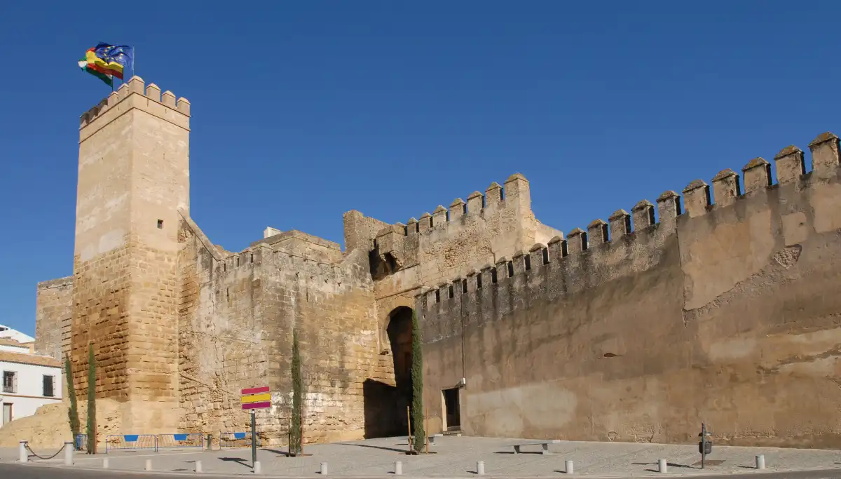 The Moorish fortress walls and gate at Carmona near Seville
