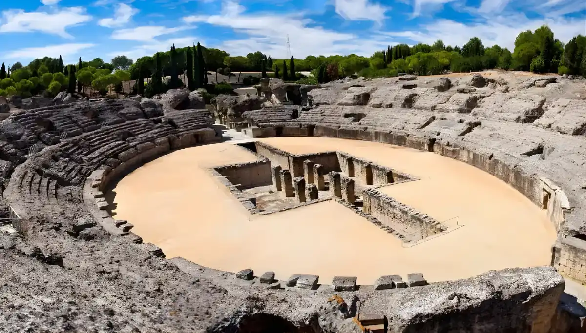 The ancient Roman amphitheatre at Italica near Seville