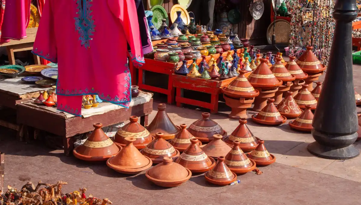Traditional hand-painted ceramics and pottery on display in Triana