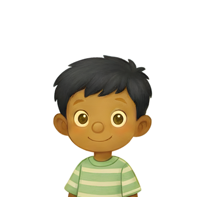 Boy character - medium tan skin, black hair