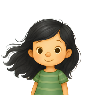 Girl character - light skin, black hair