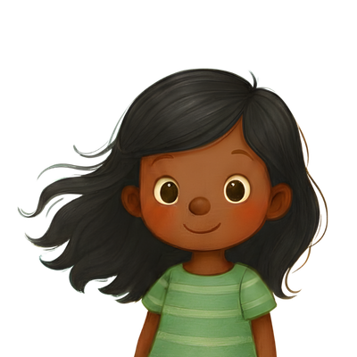 Girl character - dark skin, black hair